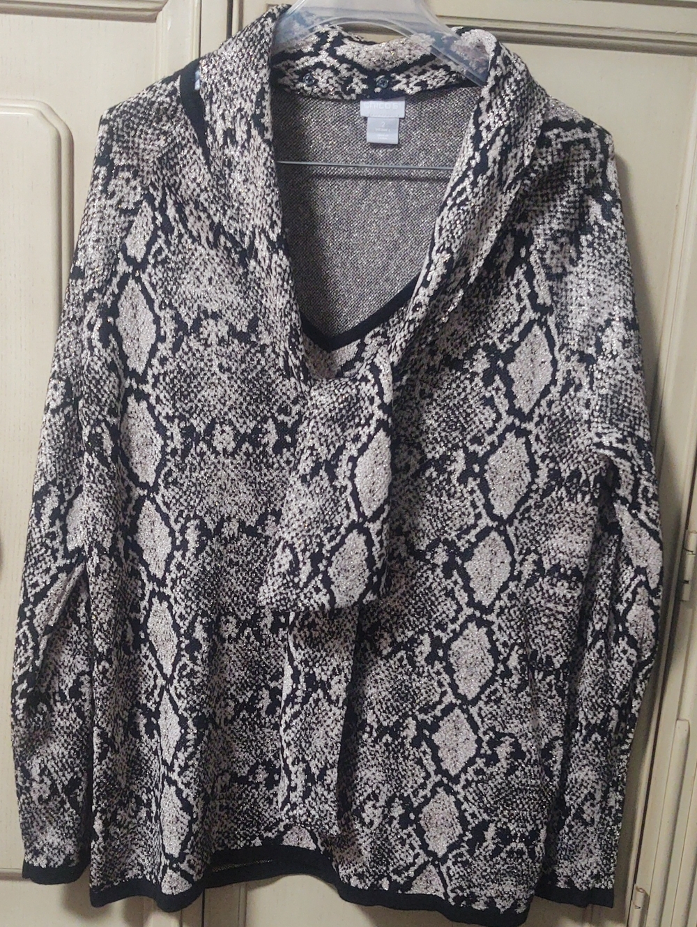 Chico's Double Espresso Python-Print Sweater,